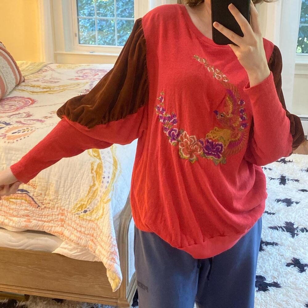 Red free people sweater